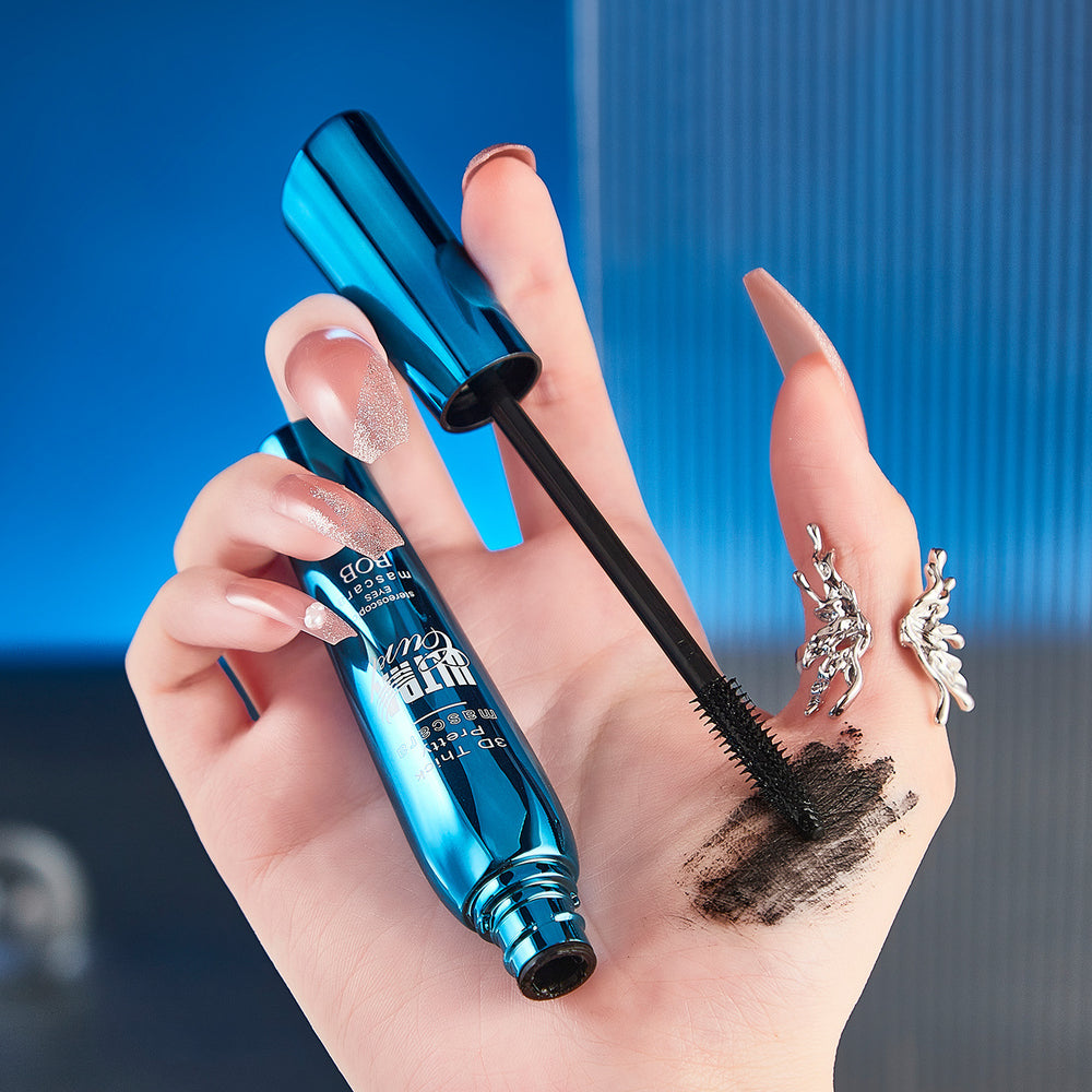 Makeup bob stereo thick mascara for women, long, curled, thick, long-lasting, waterproof, anti-sweat, non-smudge, fine comb type
