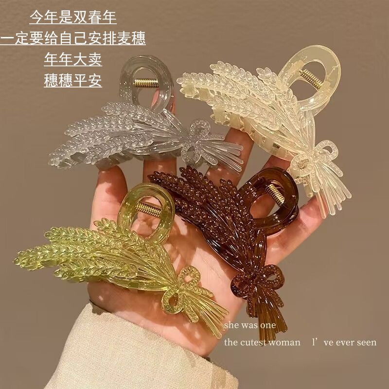 Wheat design classy hair clip, back of head, hair clip, women's summer large size elegance shark clip hair accessories