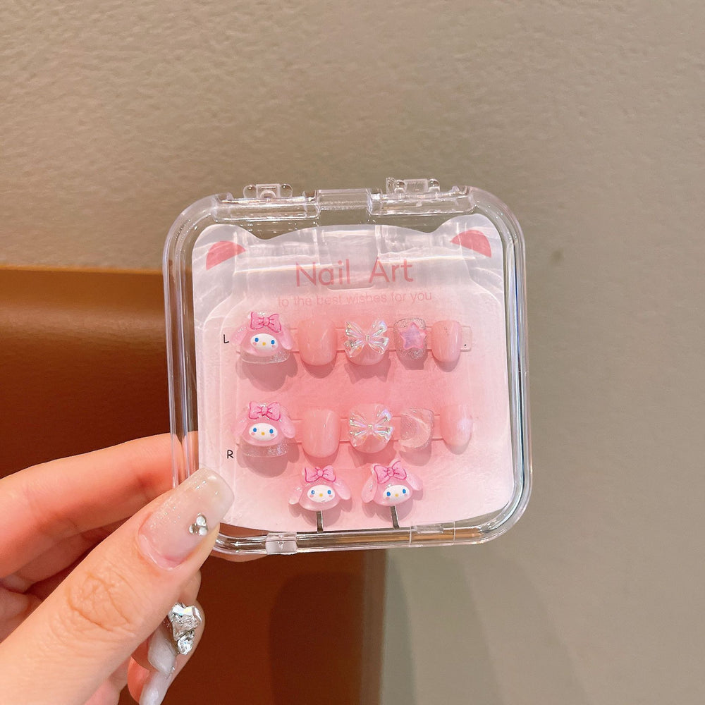 Kids' nail sticker set - cute princess designs, removable hard false nails, nail art for girls, adorable cartoon gifts for women