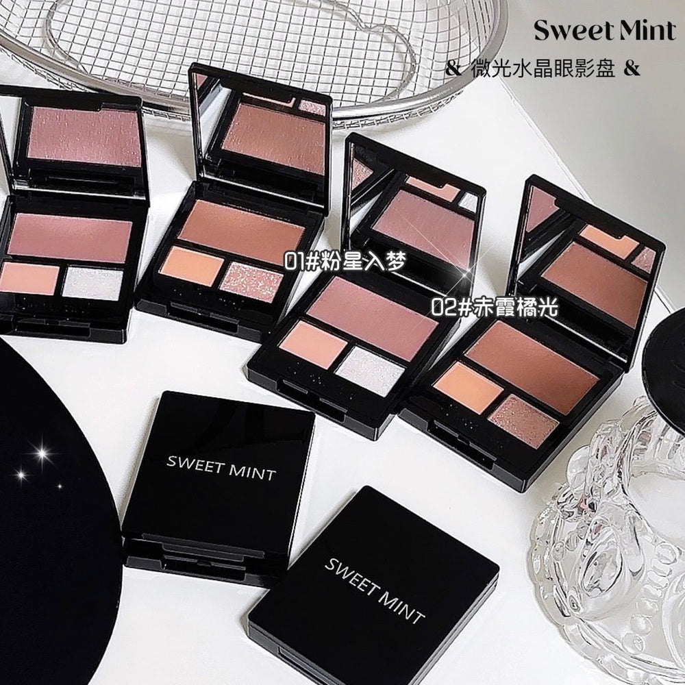 Sweet mint shimmer crystal eyeshadow palette - iridescent, earth tones, perfect for students, everyday commute, and light makeup