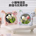 Cat makeup mirror cartoon desktop tabletop student dorm beauty mirror plastic storage home table mirror