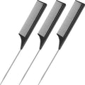 Colorful steel needle tip tail comb 3-piece set hair dyeing comb hairdressing comb hair picking comb hair sectioning rat tail comb