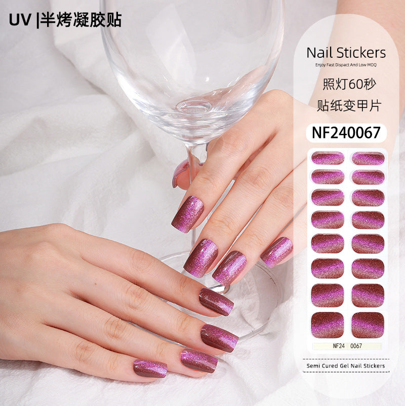 Zhengxiang custom gel nail art stickers - cat eye, glitter, 3d foil, french, uv light therapy, semi-cured nail stickers wholesale
