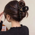Fall and winter woven letter stuffed shark clip hairpin classy hair clip for women's back of head hair bun large clip