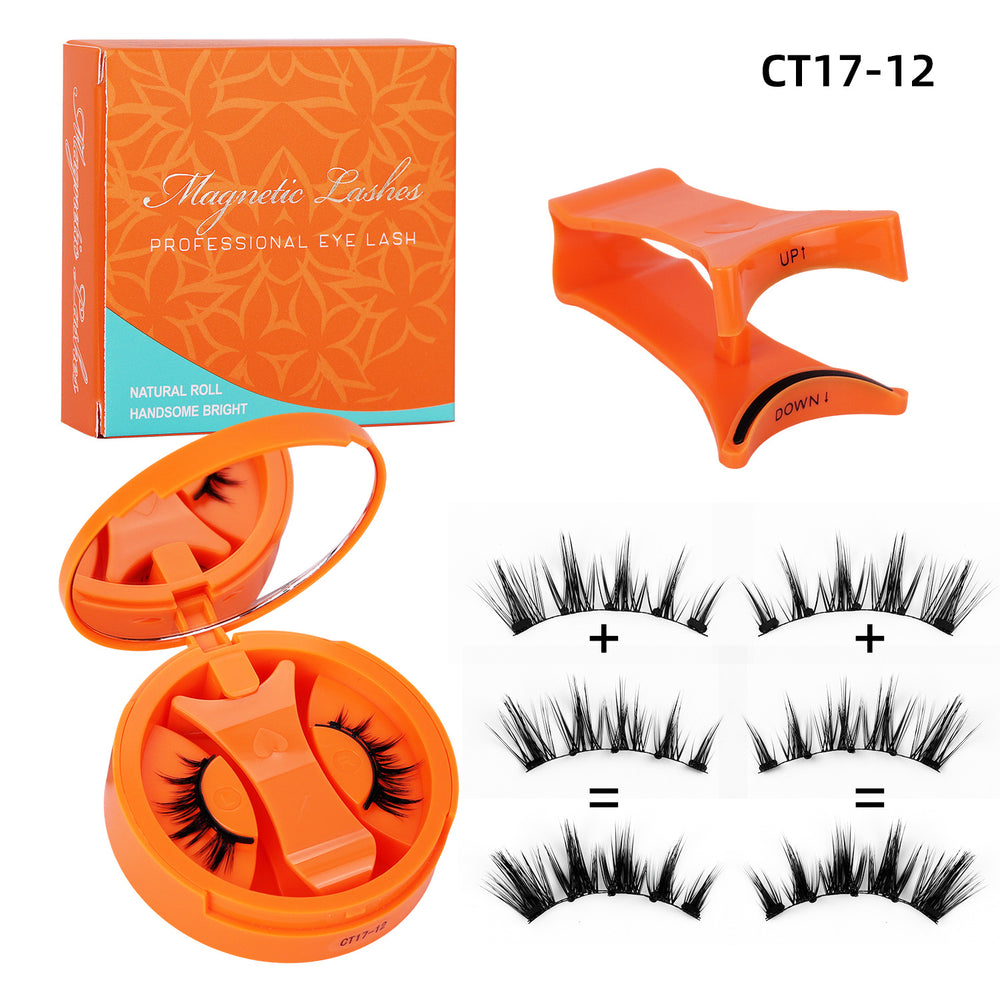 Ready-to-ship orange charm magnetic false eyelashes - all-in-one box. wholesale amazon us & european style dense, small round magnet eyelashes
