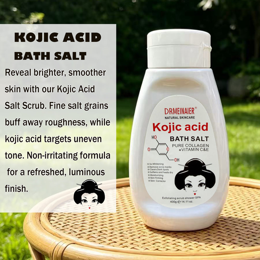 kojic acid collagen bath salt 400g - all-over brightening, exfoliating, and chicken skin treatment scrub - export quality