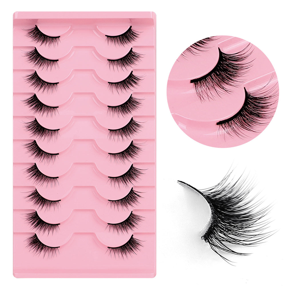 Export half-eye false eyelashes 10 pairs of cat-eye eyelashes fox style fashion black stem thick curled eyelashes one piece
