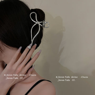 Bow tie elegant back of head women's clip large metal hair clip shark clip hair volume popular korean headwear