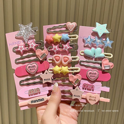 21-piece hair clip set: y2k sweet & cool dopamine metal rhinestone hair accessories for girls - cute hair clips, bang clips, and headbands