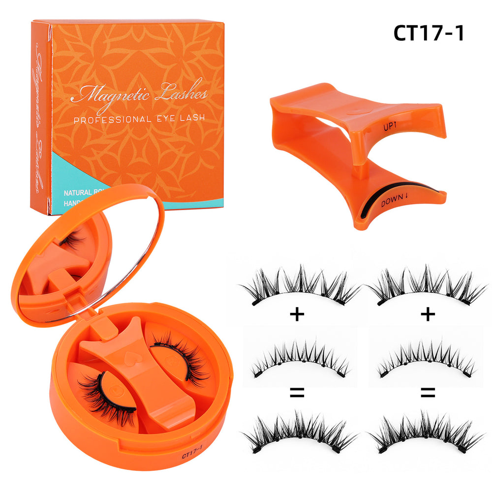 Ready-to-ship orange charm magnetic false eyelashes - all-in-one box. wholesale amazon us & european style dense, small round magnet eyelashes