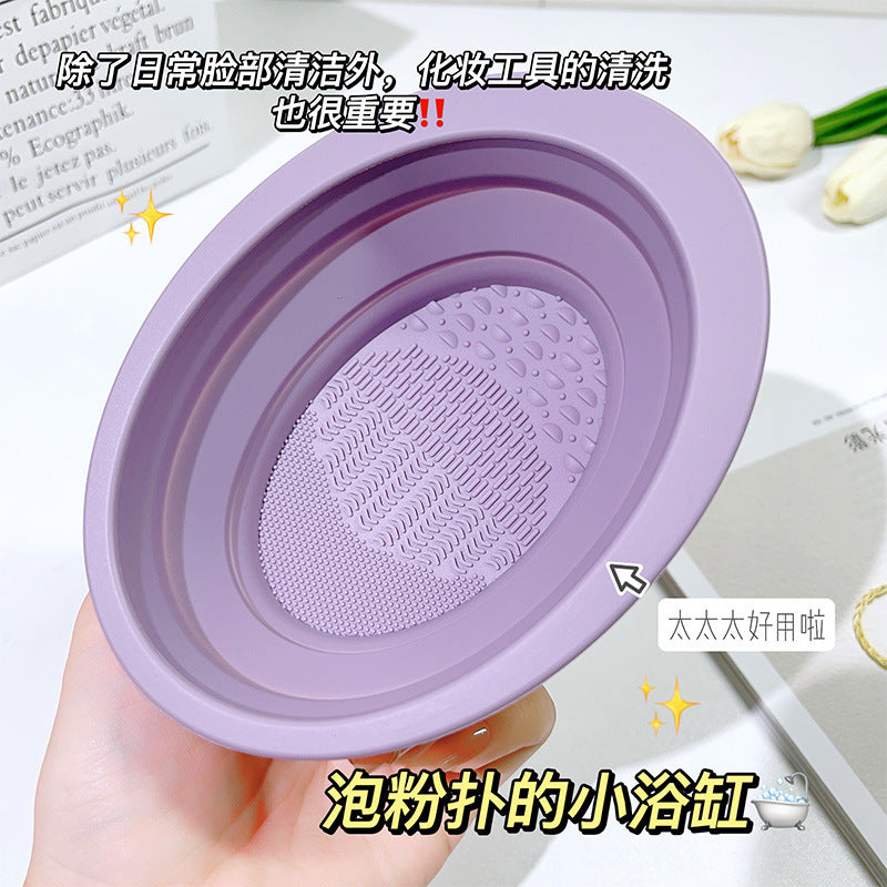 Jonbos makeup brush cleaner - cleans brushes, puffs, and beauty blenders - collapsible silicone washing bowl