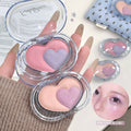 Kakashow heart-shaped duo highlighter palette - 3d illuminating, shimmering, and fine glitter - highlighter & blush in one