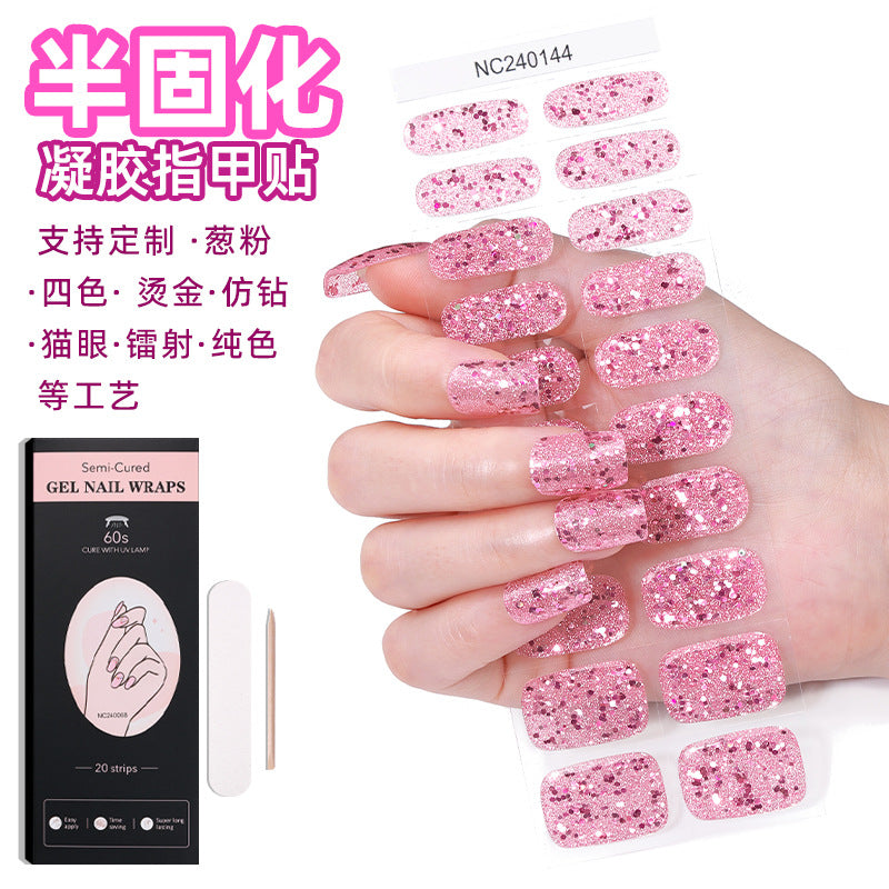 Zhengxiang custom gel nail art stickers - glitter, shimmer, uv light curing, semi-cured gel nail stickers - amazon