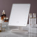 Touch sensor led makeup mirror with light, dorm room storage makeup mirror, high-definition mirror, desktop 360° rotating vanity mirror