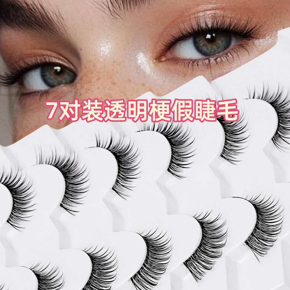 Southeast asian 3d clear band false eyelashes - natural look, japanese style, no-makeup, nude makeup, long and slim eyelashes - full strip