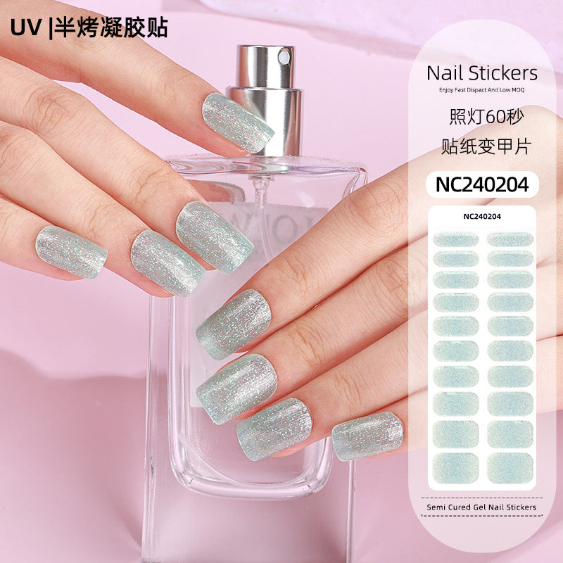 Zhengxiang custom gel nail art stickers french onion powder uv light hardening nail stickers semi-cured christmas wholesale