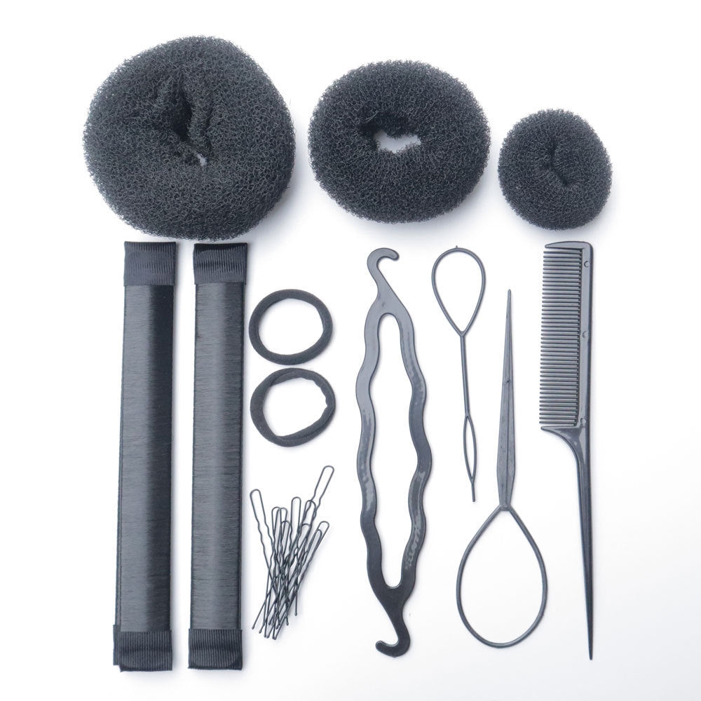 Factory direct sales hair curler suit donut ball hair accessories headwear snap ring flower bud simple braids