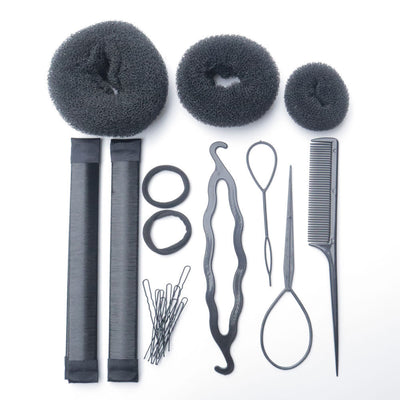 Factory direct sales hair curler suit donut ball hair accessories headwear snap ring flower bud simple braids