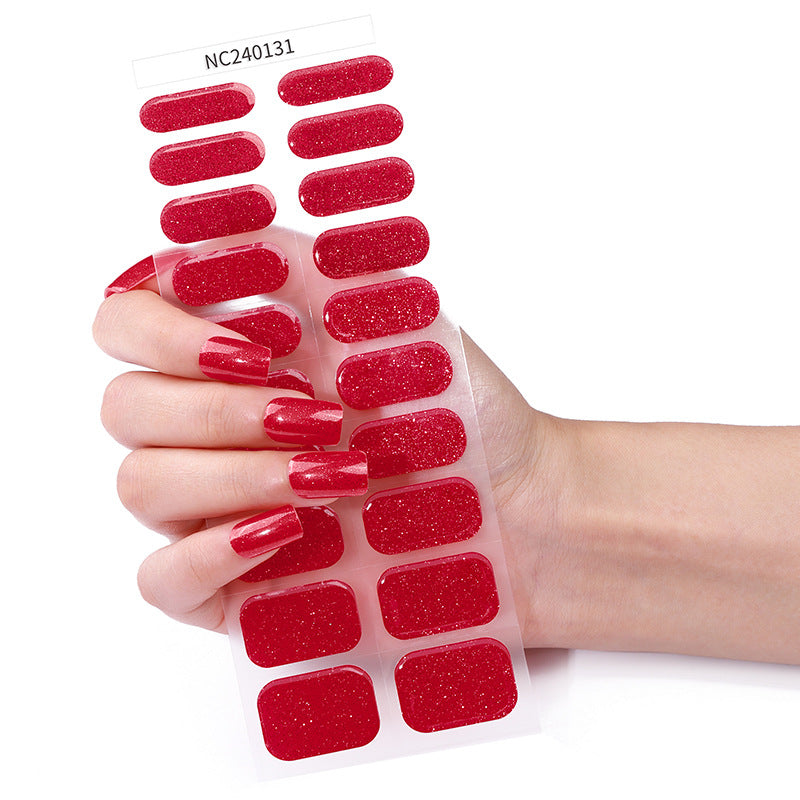 Zhengxiang personalized semi-cured semi-baked gel manicure stickers pure color onion powder korean uv second generation gel nail stickers