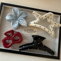 Japanese style classy cute transparent white polka dot fashion multi-hair sweet large size back of head shark girl hairpin hair accessories