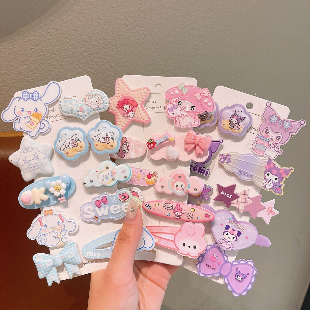 Sweet and girly cartoon hair accessories for students, acrylic hair clips for girls, cute princess bang clips, adorable hairpins and ornaments