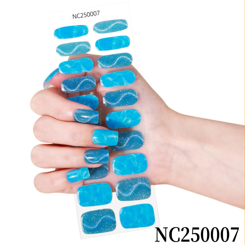 fashion cat eye semi-cured gel nail sticker onion powder explosive pink butterfly nail art sticker full waterproof