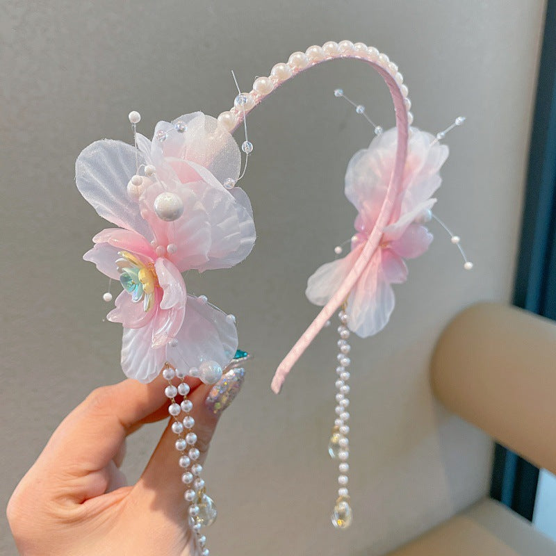 Hanfu headwear kids chinese ancient style elegant hairband girl elegant tassel ancient costume little girl short hair lazy hair accessories