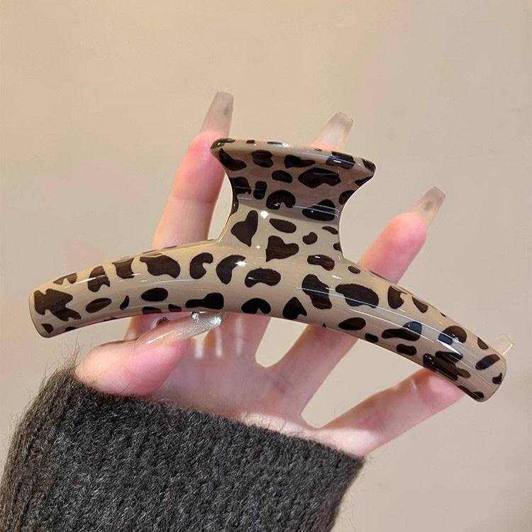Classy large leopard print gripper casualretro hair card popular back of the head hair volume elegant shark clip
