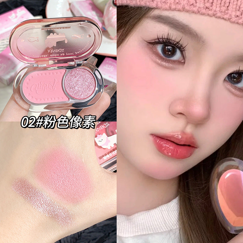 Jonbos cat diary cheek highlighter blush palette - all-in-one, fine shimmer, high-shine, waterproof, dual-color contouring palette for women