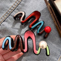 Red and blue contrast color hair clip shark clip hair clip for women's back of head wavy pearl classy clip hair accessories