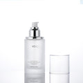 Ready-to-ship cosmetic glass bottle set packaging, including 30ml pump-style essential oil dispensing bottles and 30g glass jars for skincare creams and lotions