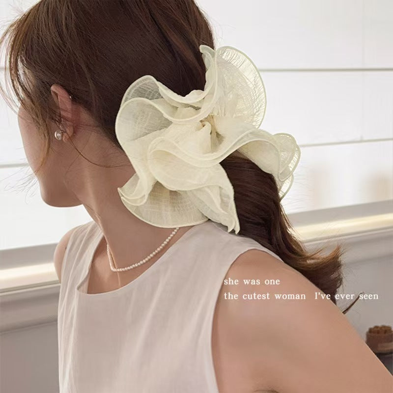 Extra large gentle purple large intestine hair tie for women elegant low ponytail hair tie classy fat intestine head flower hair tie