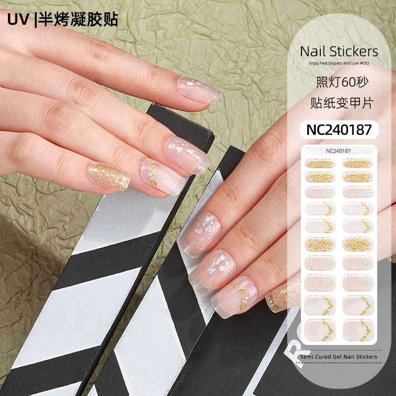 Zhengxiang custom gel nail art stickers - french style, uv/led semi-cured, waterproof, wholesale for export