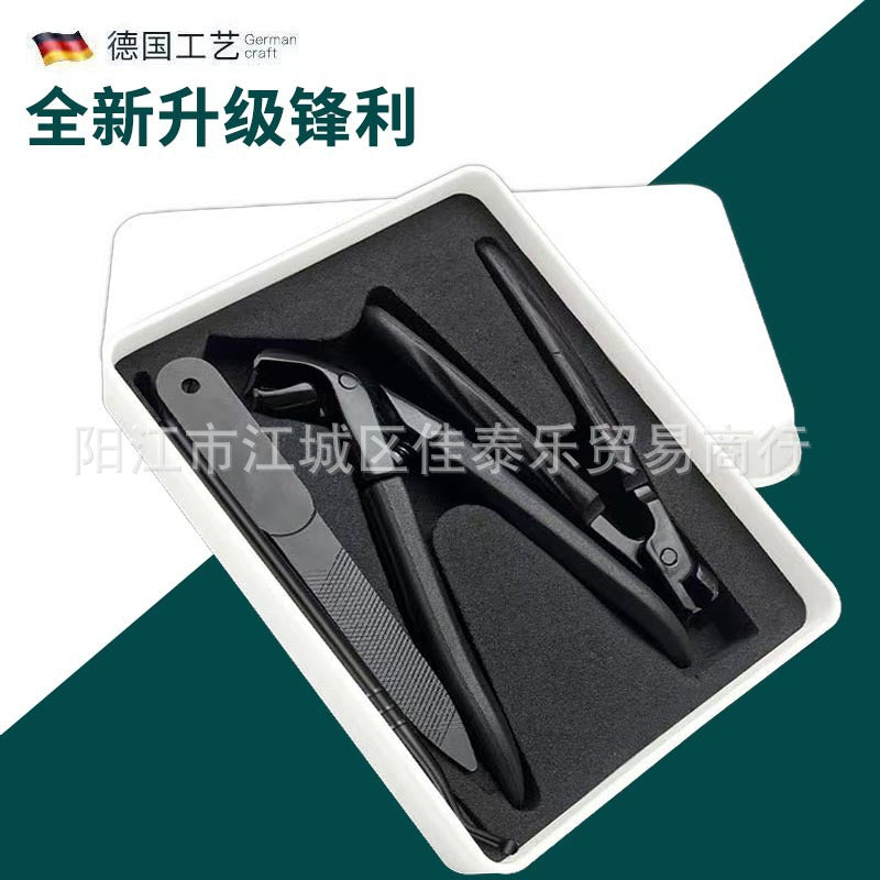 New angled edge nail clippers stainless steel anti-splash wide opening nail clipper set premium nail scissors gift box