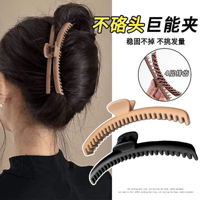 Solid color frosted gripper with dense teeth 2024 popular new arrival hair clip with large hair volume on the back of the head shark clip hair headwear