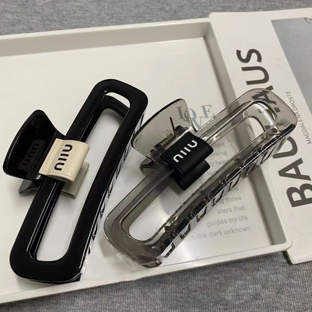 Bright black square hair clip springnew arrival large shark clip casual hairpin back of head hair clip headwear