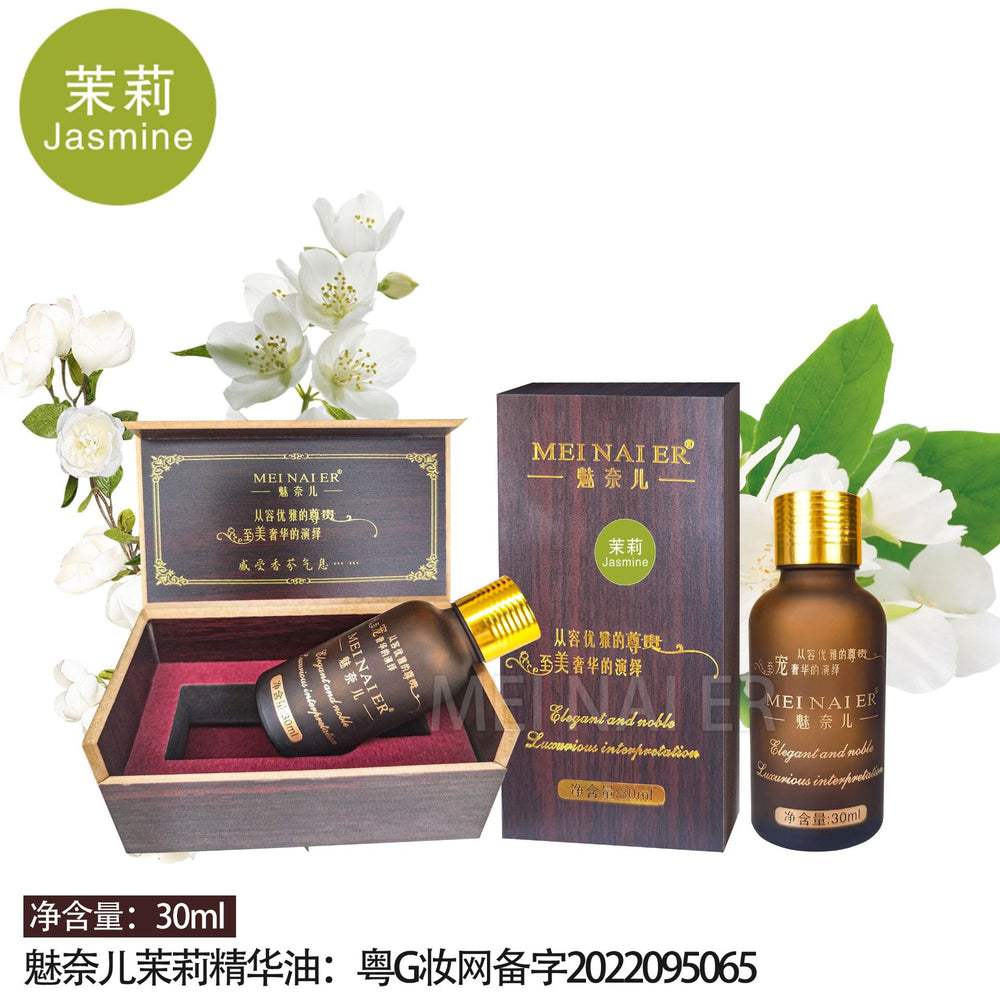 Meinair jasmine wooden box essential oil body facial spa head care revitalizing oil beauty salon wholesale 30ml