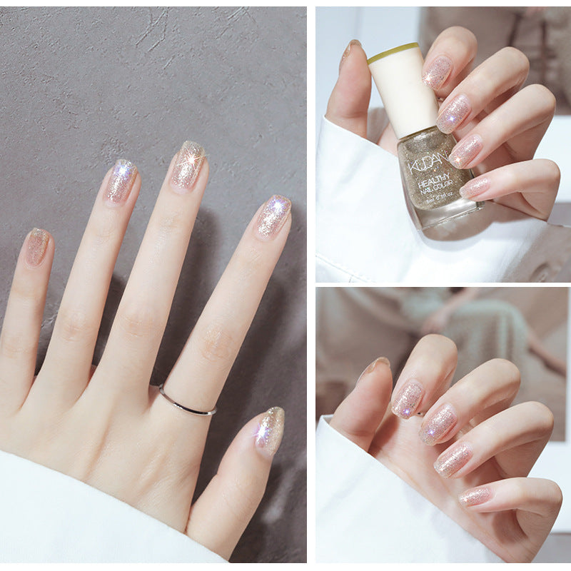 2025 summer white fine glitter no-bake nail polish non-peelable transparent glossy base oil nude colorful manicure nail polish