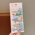 New ocean series mermaid princess hair accessories - starfish & seashell hair clips, cute kids' bang clips, alligator clips