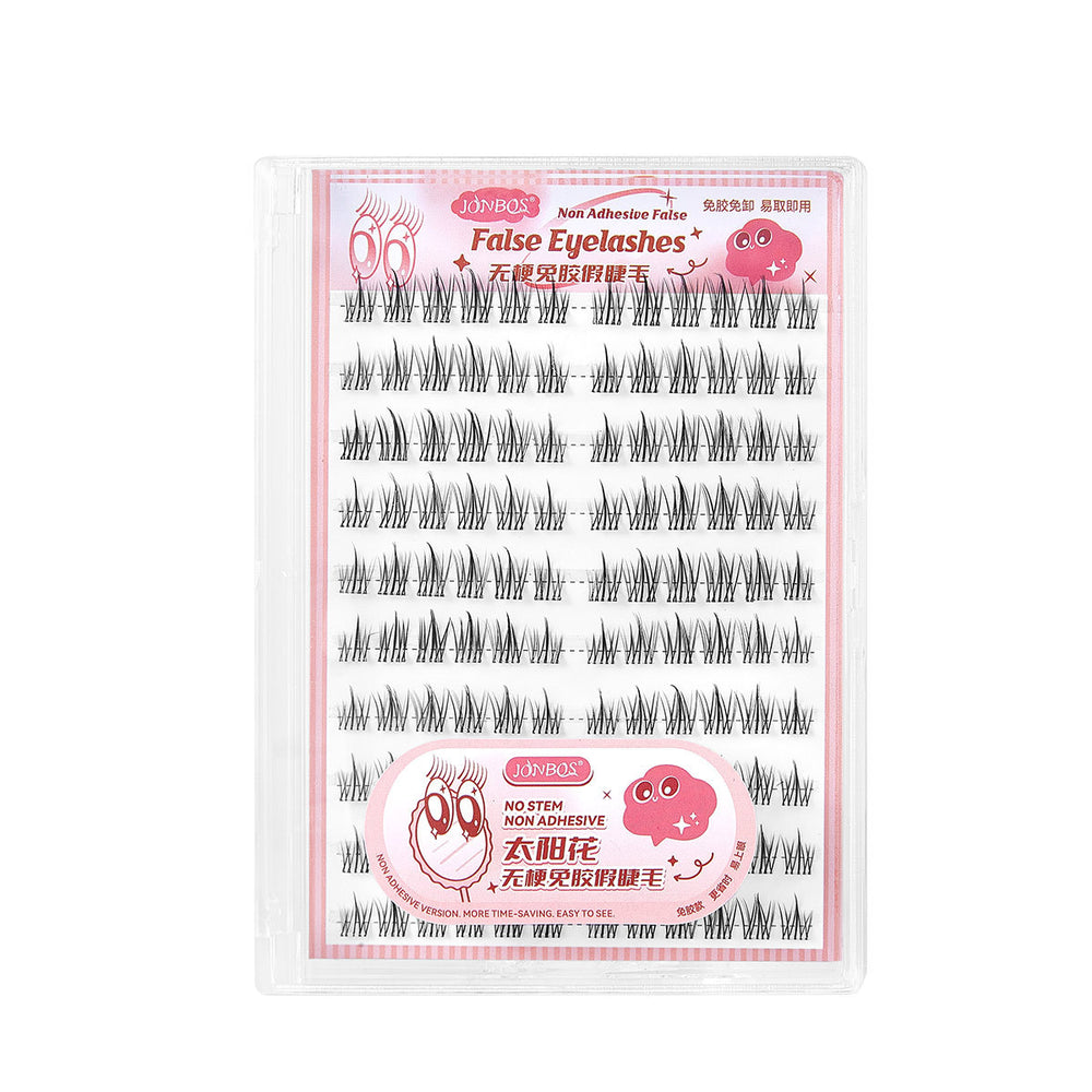 Jonbos glue-free, stemless false eyelashes - natural, double-tipped sunflower style - no glue needed, segmented, realistic faux lashes