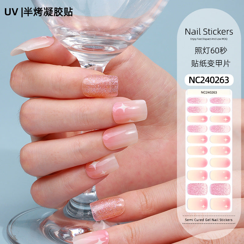 Zhengxiang personalized gel manicure stickers ins ice transparent phototherapy nails uv light nail stickers semi-cured manicure stickers gel