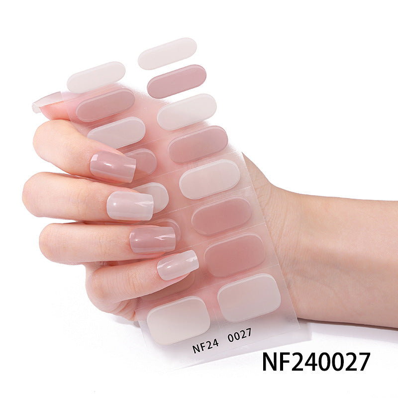 Gel manicure stickers 16 stickers semi-cured phototherapy stickers full stickers semi-baked nail stickers ready-made 5d jewelry ice transparent finished product