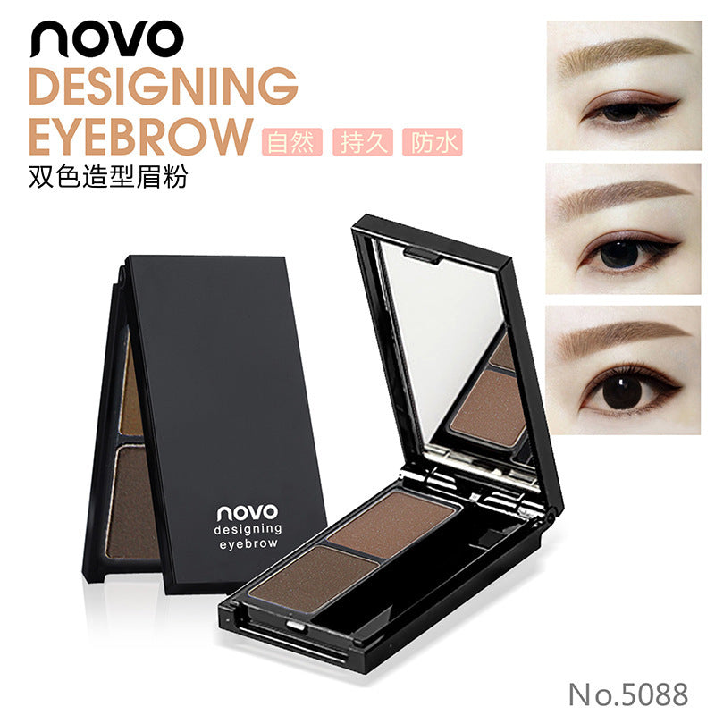Novo natural 3d dual-color brow powder - contour, nose shadow, and highlight. easy to apply, waterproof, sweat-proof, and smudge-proof