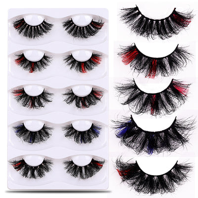 European and american style faux mink eyelashes, 5 pairs mixed colors, soft, dramatic, stage makeup, fluffy eyelashes for performance, export quality