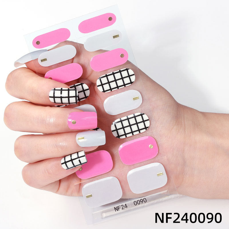 Zhengxiang factory customized gel nail art stickers ins cross-border uv second generation semi-baked semi-cured nail stickers amazon