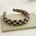 Houndstooth fabric headband for women easiest for match outing high skull hair press wide-brimmed hairpin headband popular 2024 new arrival