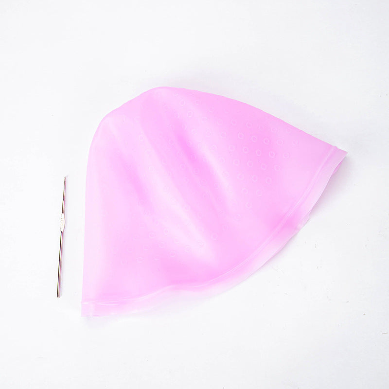Factory direct sales silicone highlighting cap, hairdressing shop special silicone handy gadget highlighting cap with dyeing needle hair dyeing tool