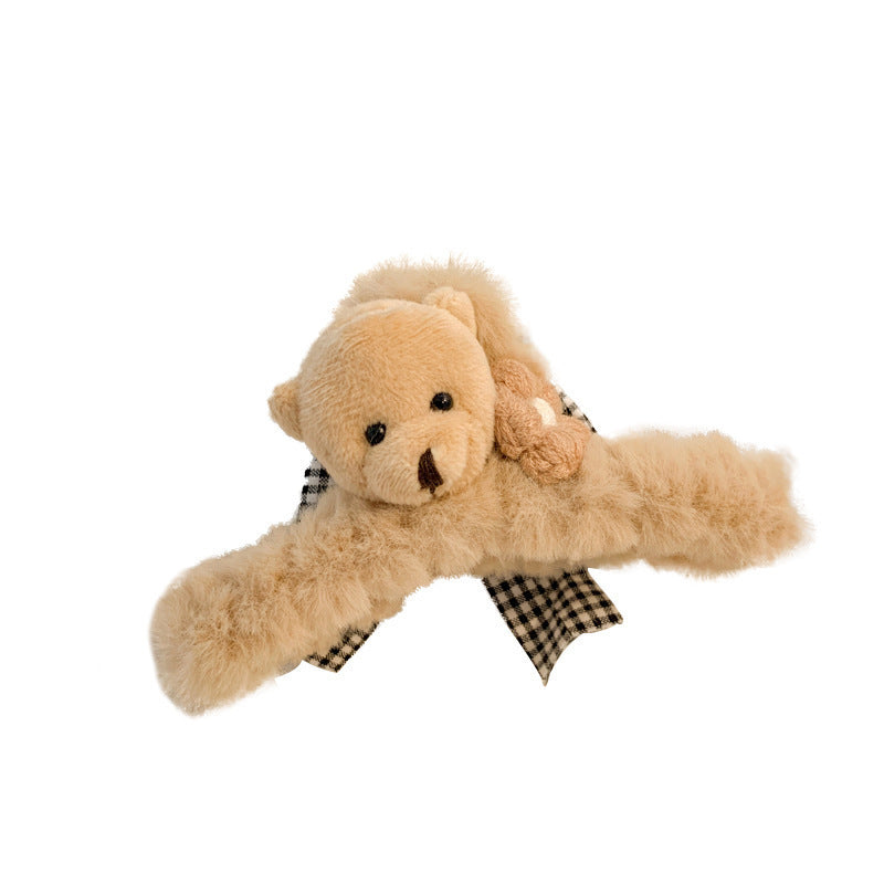 Cartoon rabbit clip high-end stuffed clip cute hair clip 2024 furry bear shark clip hair clip hair accessories