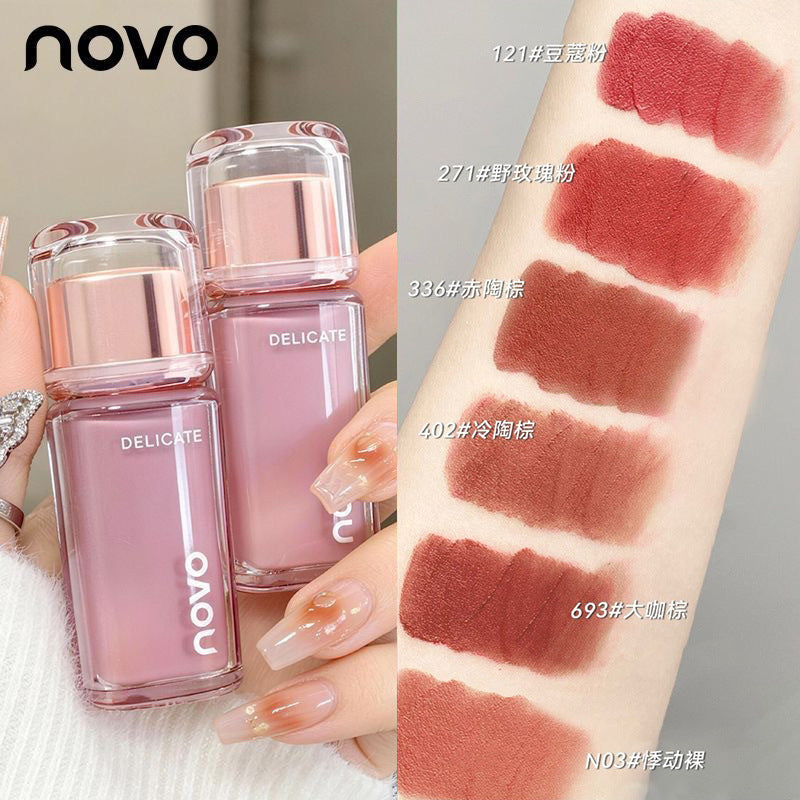 Novo translucent velvet lip glaze low saturation velvet matte matte whitening lip glaze eyeshadow blush multi-purpose cream