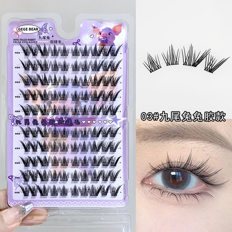 Gege bear nine-tailed rabbit fox series glue-free false eyelashes comic artificial segmented elongated eye tail novice eyelashes
